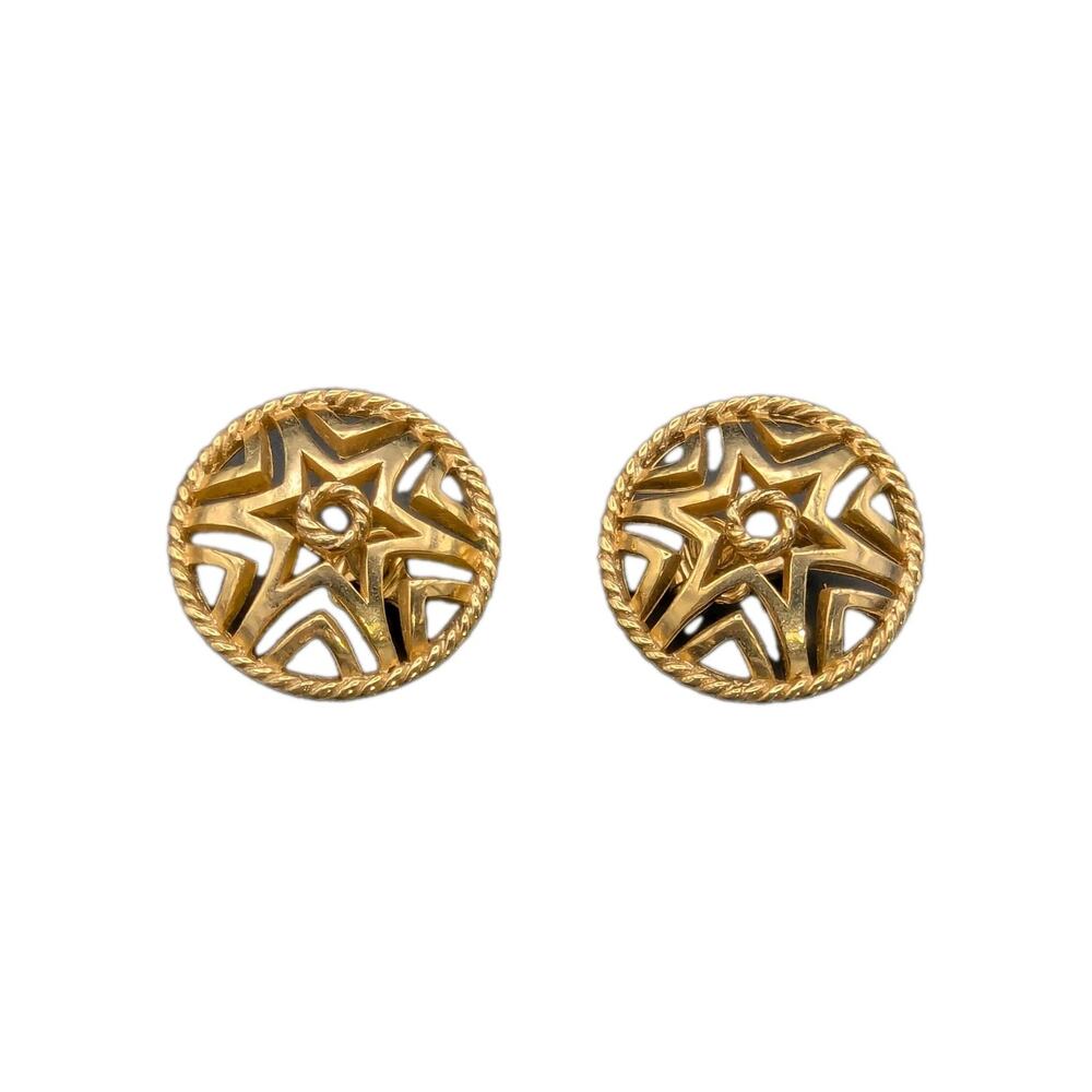 Vintage Trifari Gold Tone Round star Clip-On Earrings Vintage